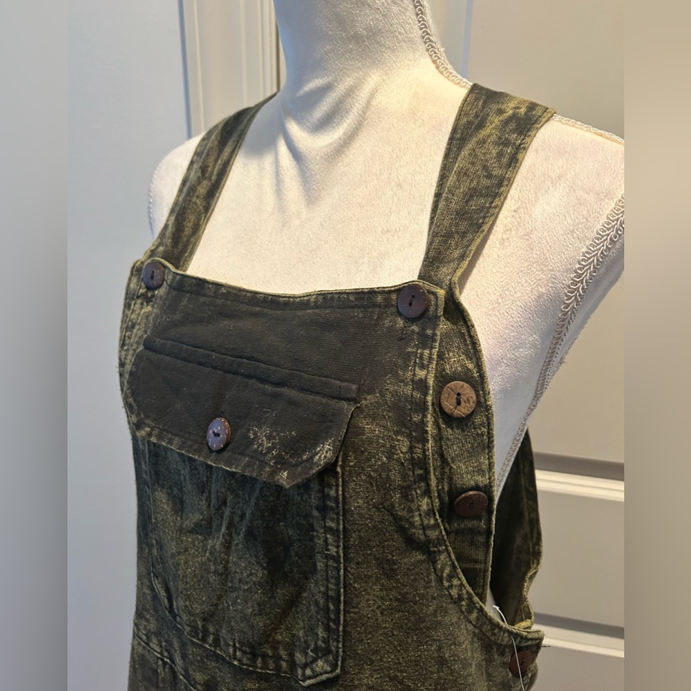 HIMALAYA HANDMADE Tie Dye Floral Embroidered Denim Overall S/M NEW - Picture 3 of 15